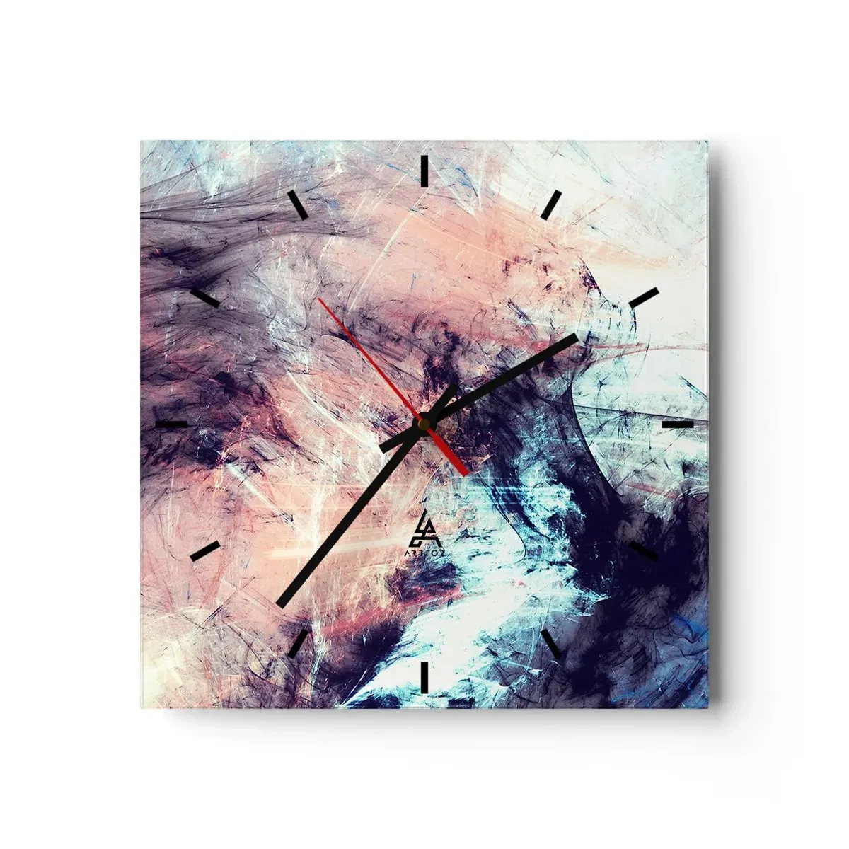 Horloge murale - Pendule murale - Composition abstraite aux tons pastel et sombres - 30x30cm - Sentir le vent - Décoration murale moderne pour le salon et la chambre ARTTOR