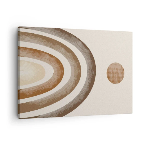 Impression sur toile - Image sur toile - Motif planétaire géométrique dans les tons de marron - 70x50cm - Dans une galaxie lointaine - Décoration murale moderne pour le salon et la chambre ARTTOR