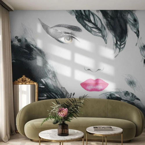 Papier Peint Autocollant Deluxe Sticker - Attention! Femme fatale - Abstraction, Visage de femme, Portrait d'une femme - 200x140 cm