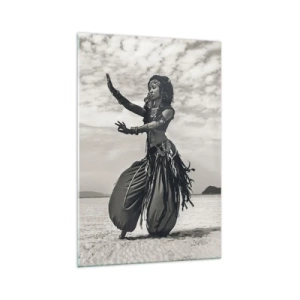 Impression sur verre - Image sur verre - Danseuse exotique sur fond de désert - 70x100cm - Danse des îles du sud - Décoration murale moderne pour le salon et la chambre ARTTOR