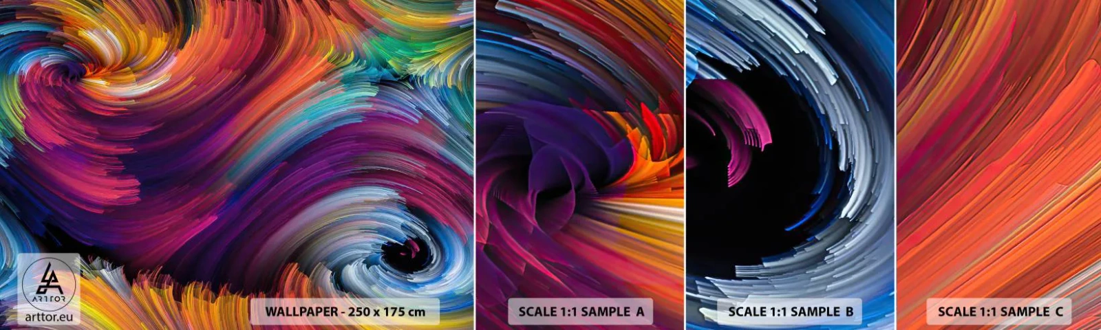 Échantillon de Papier Peint Autocollant Deluxe Sticker - Le début d'un nouveau monde - Abstraction, Morceau, Modèle moderne - 100x30 cm