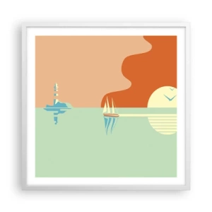 Affiche dans un cadre blanc - Poster - Paysage idéal de la mer - 60x60 cm