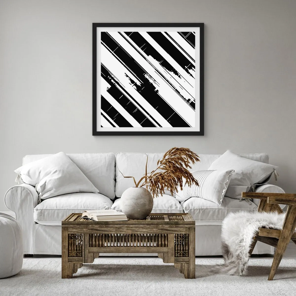 Affiche dans un cadre noir - Poster - Une composition intense et dynamique - 50x50 cm