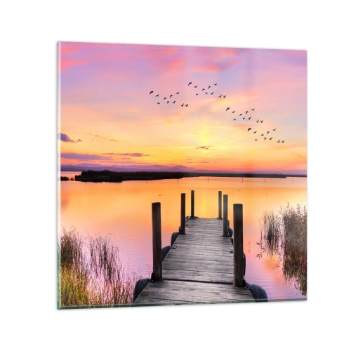 Impression sur verre - Image sur verre - Aube silencieuse violette - 70x70 cm