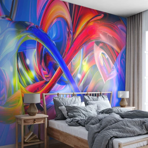 Papier Peint Photo Premium Sand - Abstraction colorée avec des formes dynamiques - 100x70cm - La danse des nuances - Décoration murale moderne pour le salon et la chambre ARTTOR