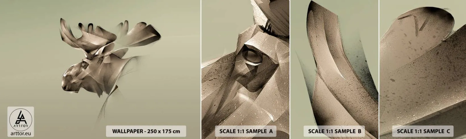 Échantillon de Papier Peint Autocollant Deluxe Sticker - La douce force de la paix - Élan, Abstraction, Morceau - 100x30 cm