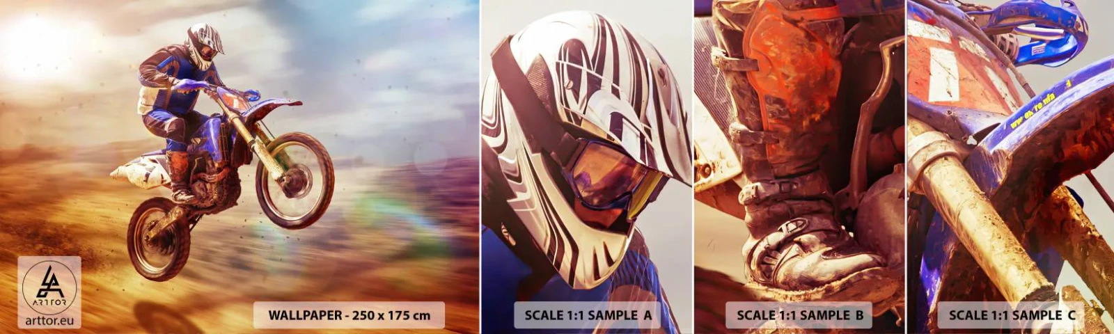 Échantillon de Papier Peint Autocollant Deluxe Sticker - Vertiges à moto - Motocross, sport, Motocycliste - 100x30 cm