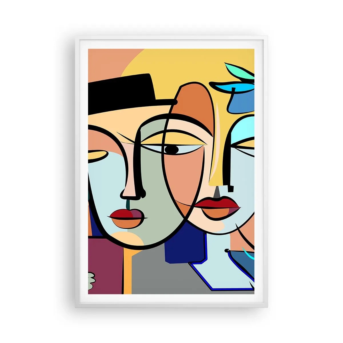 Affiche dans un cadre blanc - Poster - Le Rendez-vous de Picasso - 70x100 cm