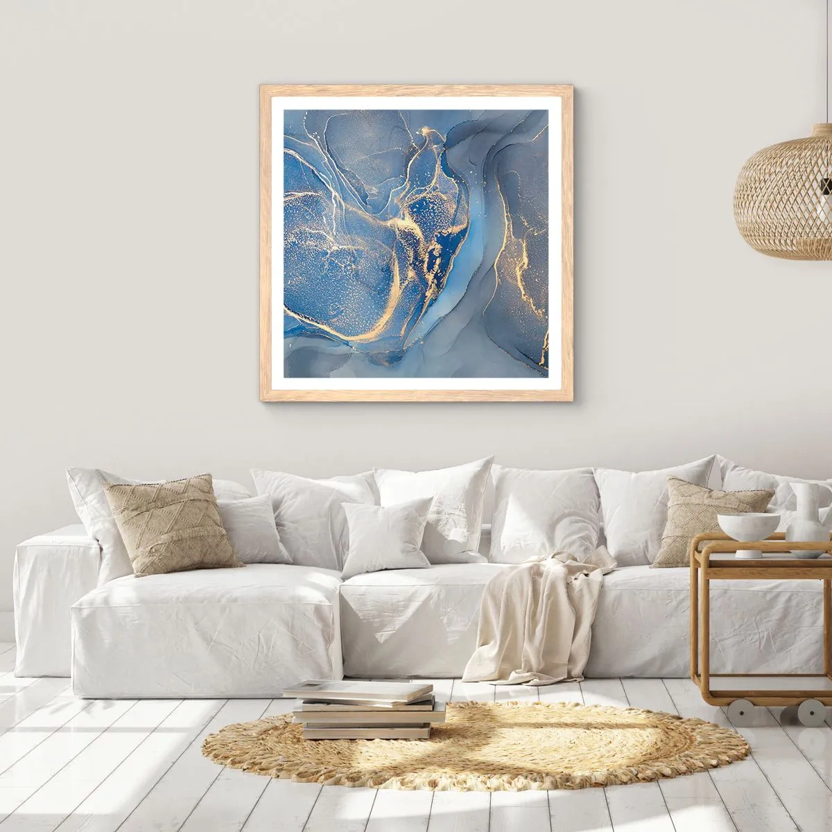 Affiche dans un chêne clair - Poster - Poussière d'or - 60x60 cm