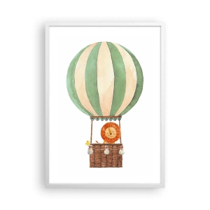 Affiche dans un cadre blanc - Poster - Les voyages de Léon - 50x70 cm