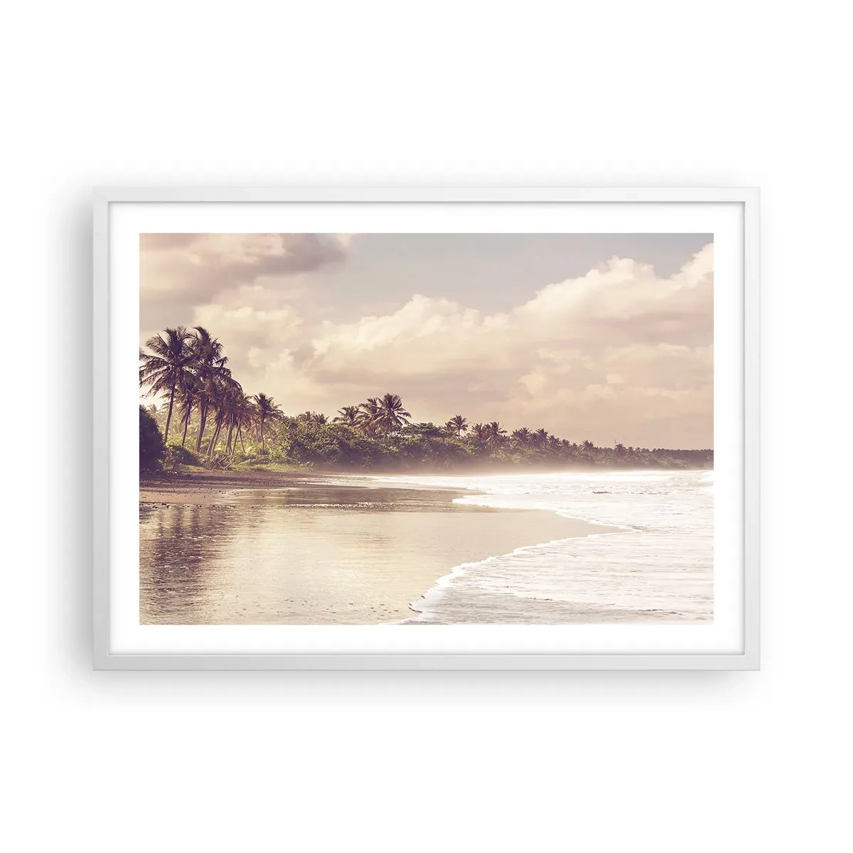 Affiche dans un cadre blanc - Poster - La caresse des vagues - 70x50 cm