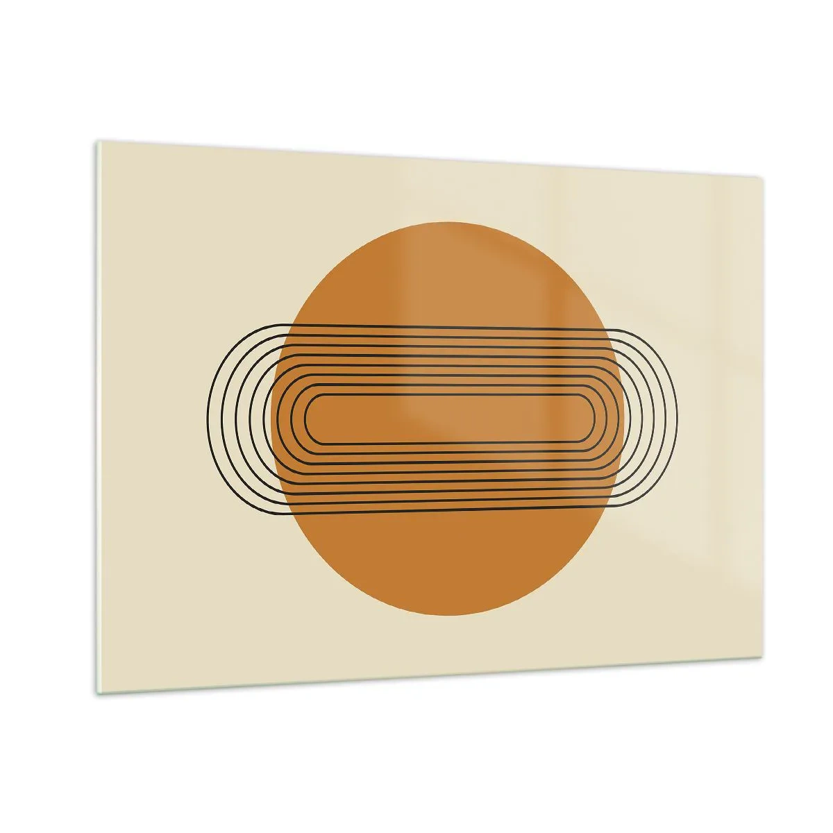 Impression sur verre - Image sur verre - Abstraction géométrique avec des cercles et des lignes - 100x70cm - Plan idéal - Décoration murale moderne pour le salon et la chambre ARTTOR