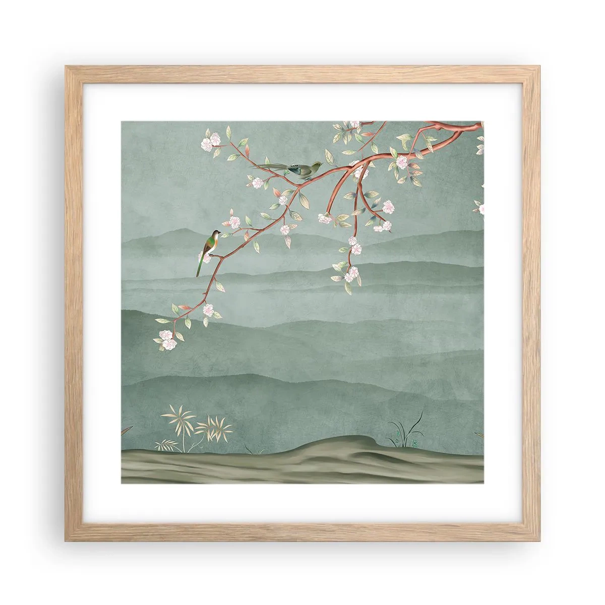 Affiche dans un chêne clair - Poster - Printemps oh c'est toi - 40x40 cm