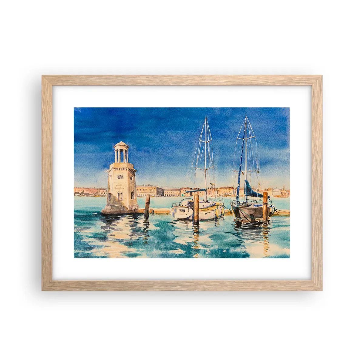 Affiche dans un chêne clair - Poster - Lagune ensoleillée - 40x30 cm