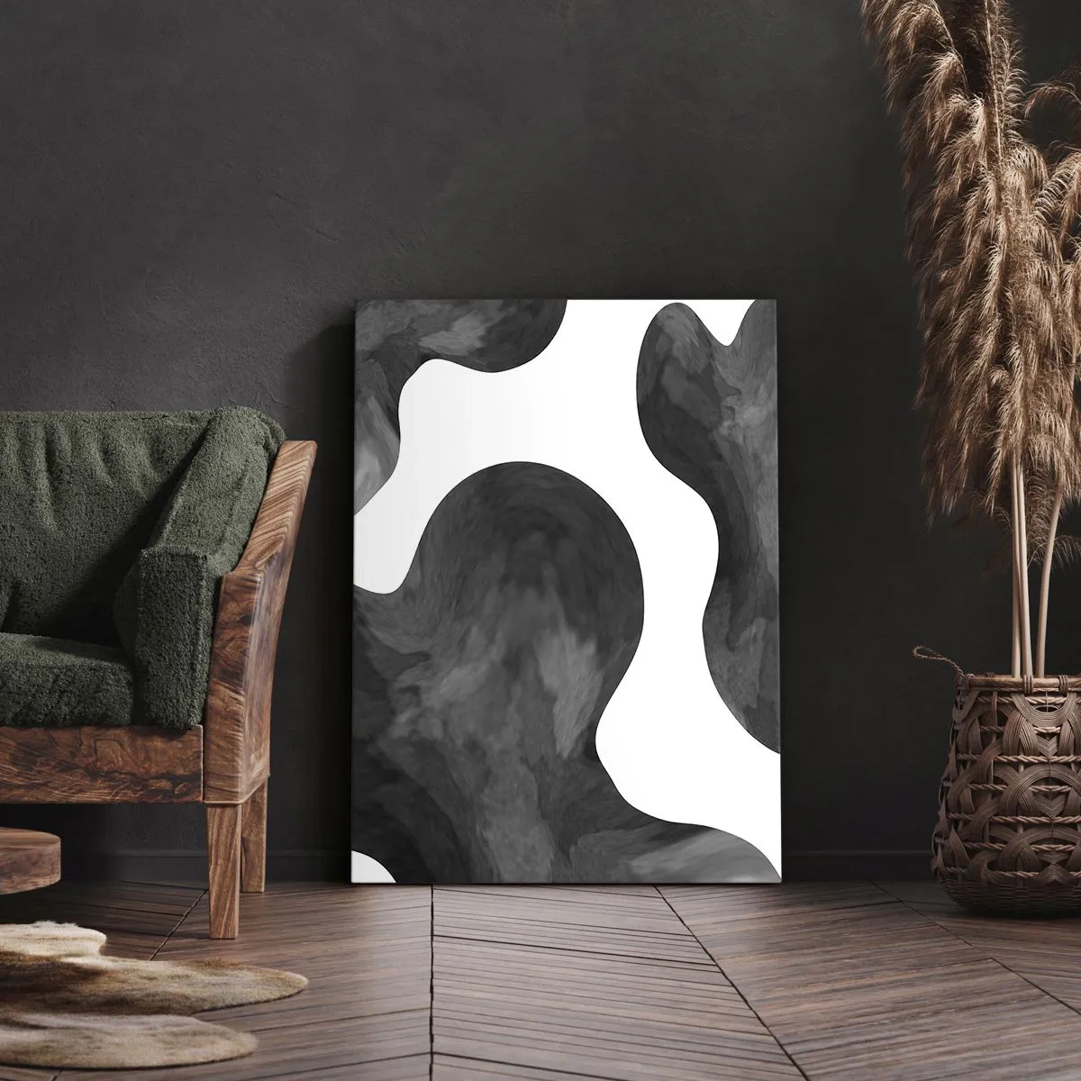 Impression sur toile - Image sur toile - Motif abstrait dans les tons de gris et de blanc - 80x120cm - La route du lait - Décoration murale moderne pour le salon et la chambre ARTTOR