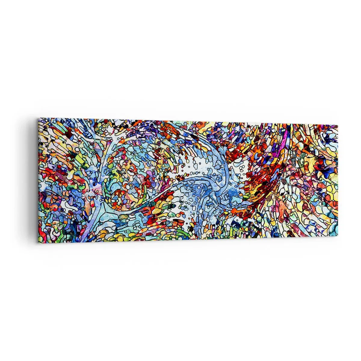 Impression sur toile - Image sur toile - Un motif abstrait coloré inspiré de la nature - 140x50cm - Goutte de vitrail - Décoration murale moderne pour le salon et la chambre ARTTOR