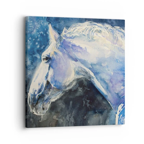 Impression sur toile - Image sur toile - Portrait dans une lueur azur - 30x30 cm