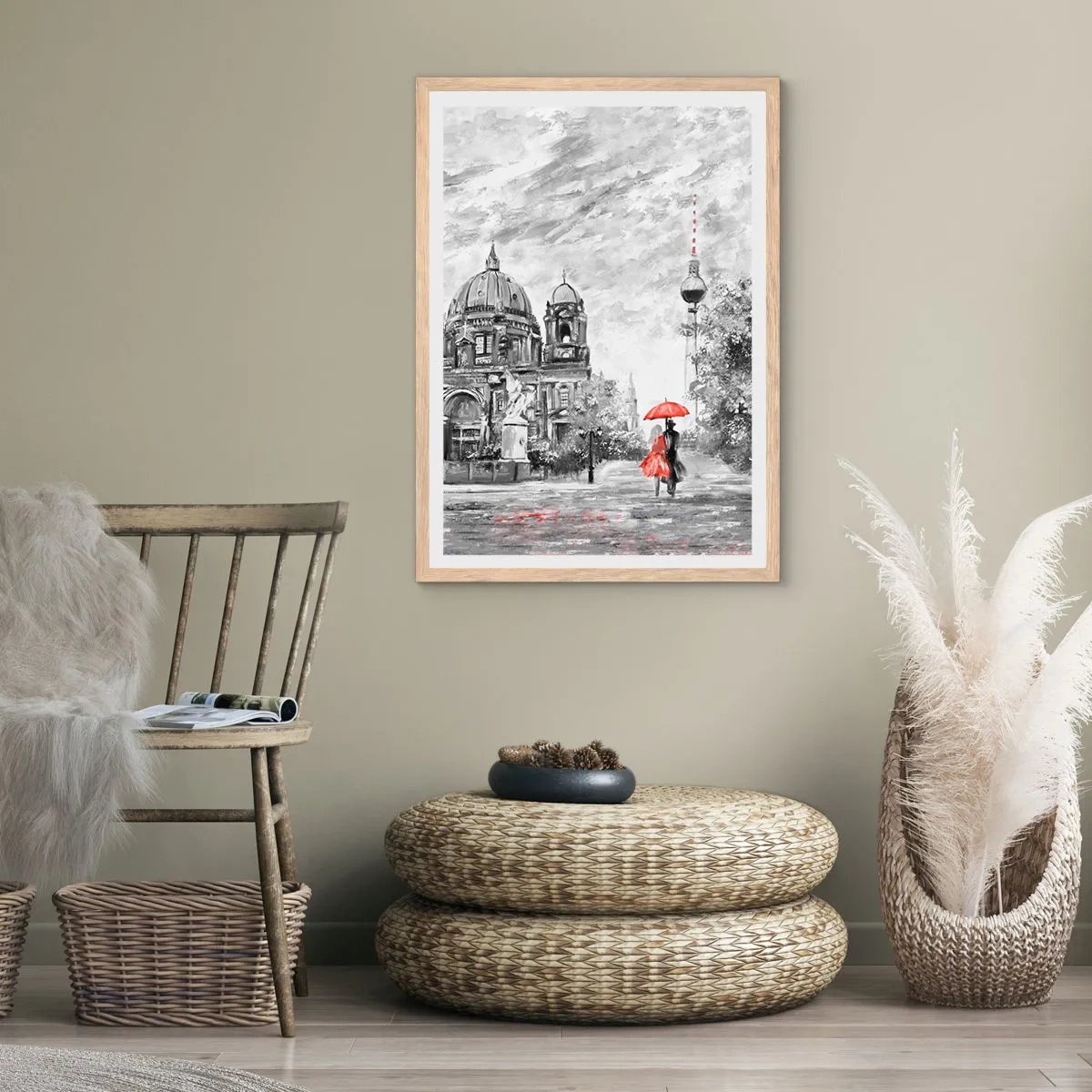 Affiche dans un chêne clair - Poster - Rencontre berlinoise - 61x91 cm