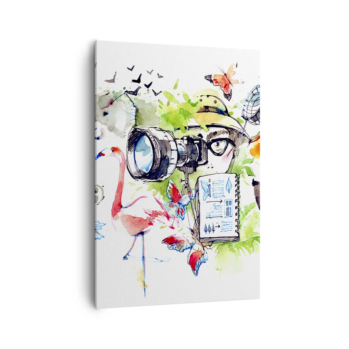 Impression sur toile - Image sur toile - Des graphismes colorés sur le thème de la nature et du safari - 70x100cm - Dans l'objectif d'un voyageu - Décoration murale moderne pour le salon et la chambre ARTTOR