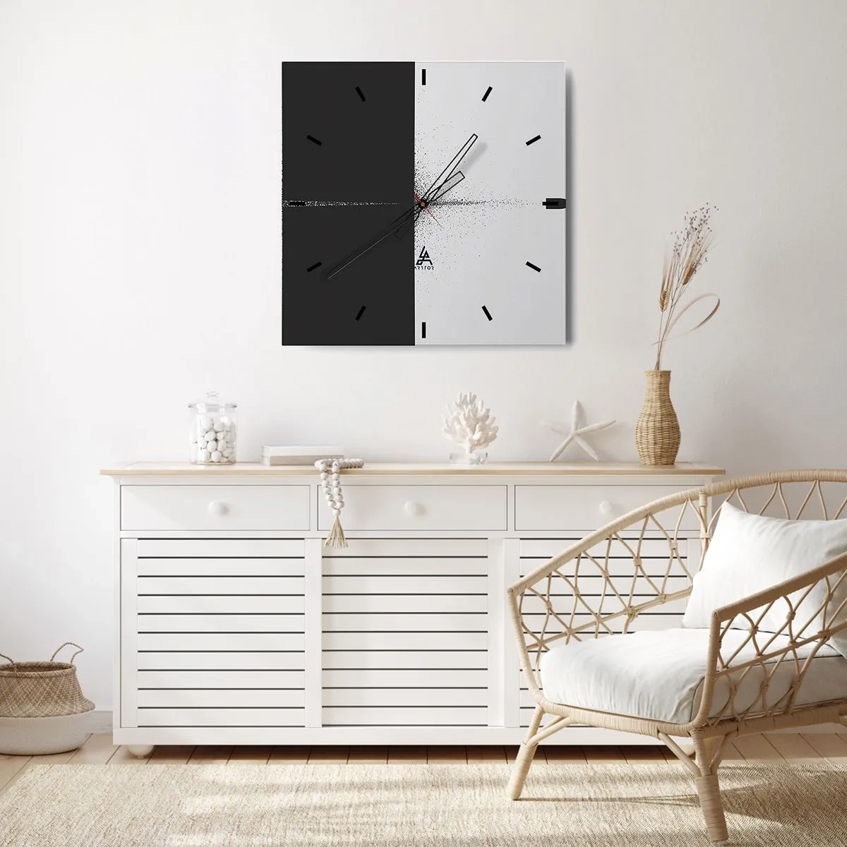 Horloge murale - Pendule murale - Un projectile symbolique dans un style minimaliste et abstrait. - 30x30cm - Droit au but - Décoration murale moderne pour le salon et la chambre ARTTOR