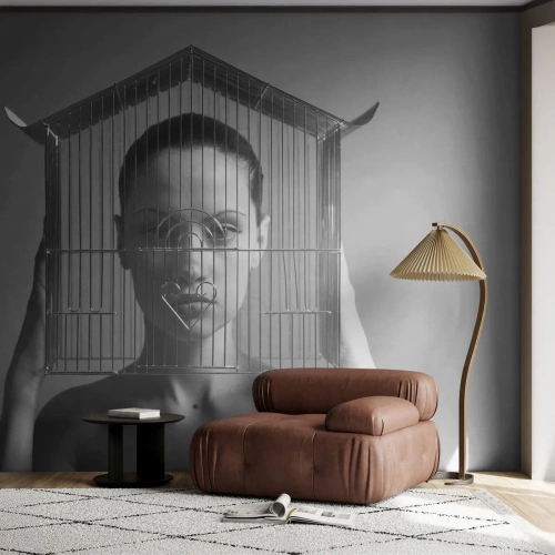 Papier peint sur mesure Autocollant Deluxe - Portrait un peu surréaliste - Femme, Morceau, Modèle