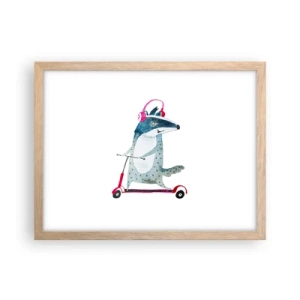 Affiche dans un chêne clair - Poster - La joie du blaireau - 40x30 cm