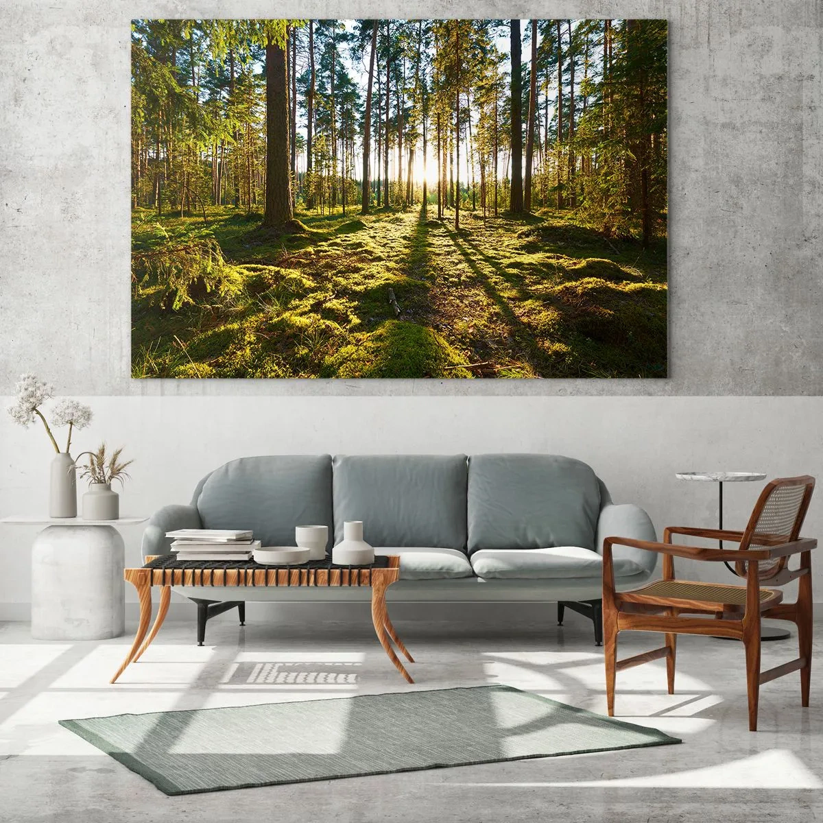 Impression sur verre - Image sur verre - Les rayons du soleil pénètrent à travers les arbres de la forêt - 100x70cm - … Derrière les sept forêts - Décoration murale moderne pour le salon et la chambre ARTTOR