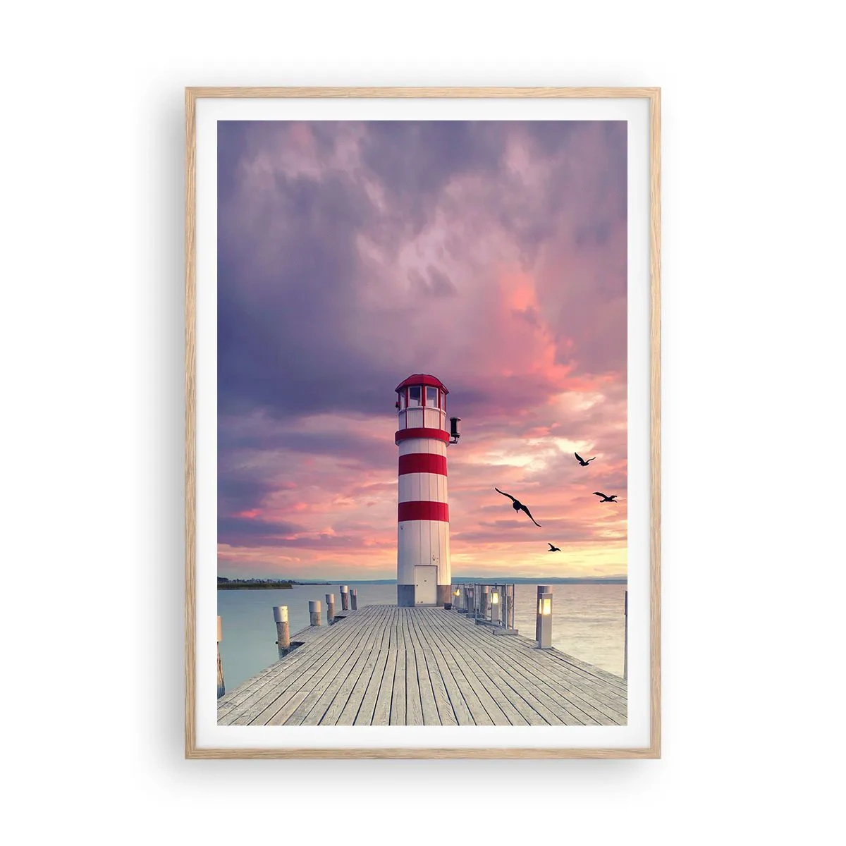 Affiche dans un chêne clair - Poster - C'est l'heure d'aller au port - 70x100 cm