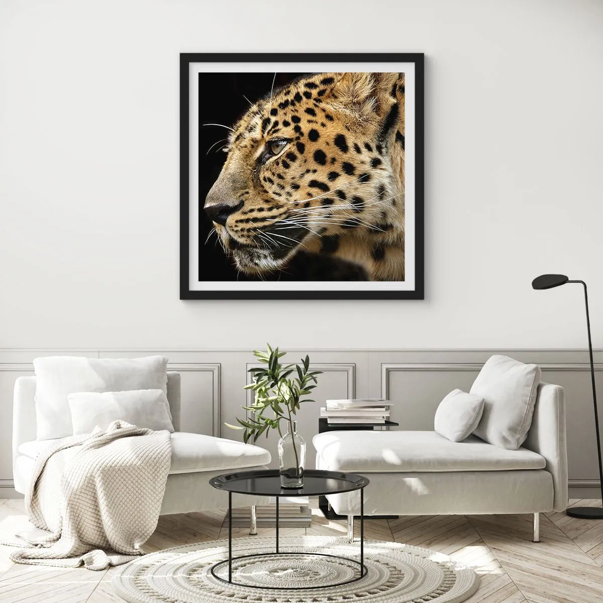 Affiche dans un cadre noir - Poster - Calme, concentré, prêt - 40x40 cm