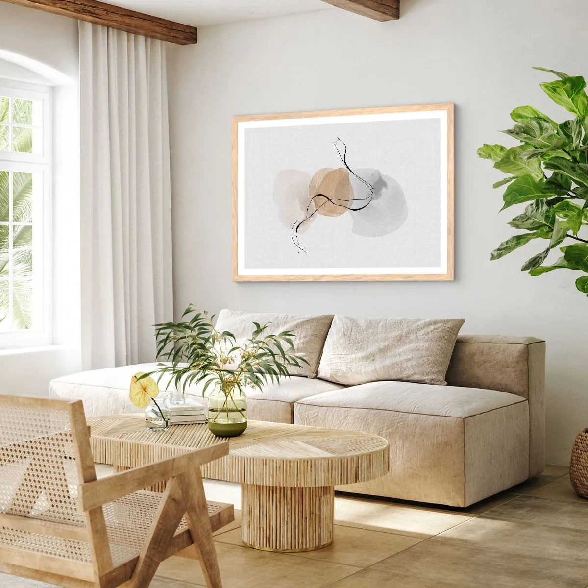 Affiche dans un chêne clair - Poster - Perles d'air - 100x70 cm