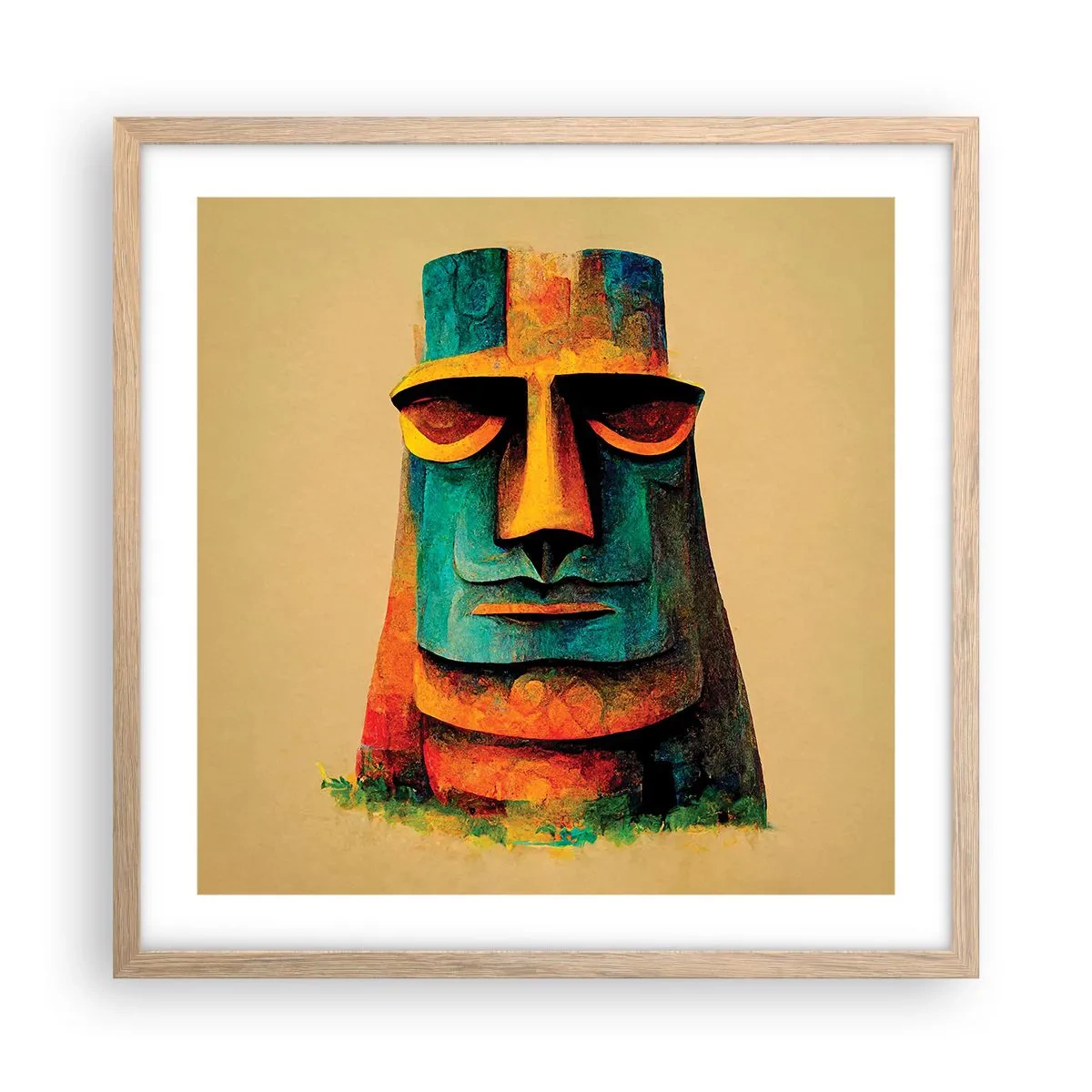 Affiche dans un chêne clair - Poster - Statuesque et sympathique - 50x50 cm