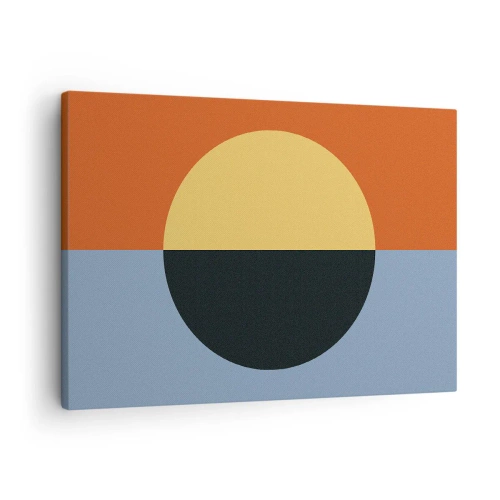 Impression sur toile - Image sur toile - Abstraction géométrique aux couleurs contrastées - 70x50cm - Composition de chaleur et de fraîcheur - Décoration murale moderne pour le salon et la chambre ARTTOR