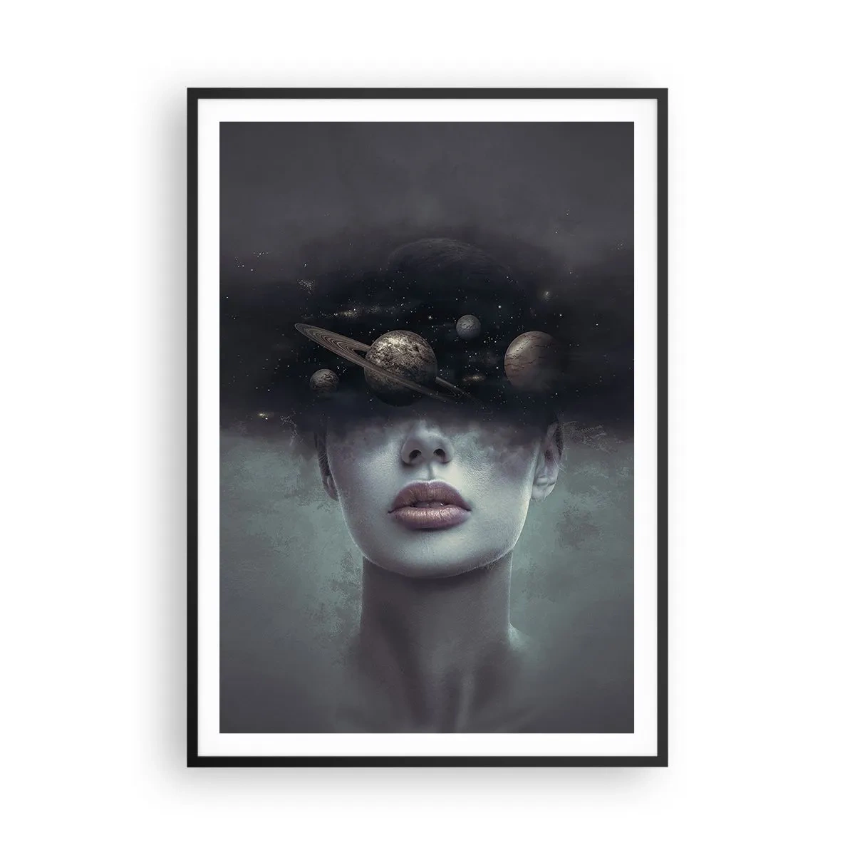 Affiche dans un cadre noir - Poster - Et les planètes deviennent folles... - 70x100 cm