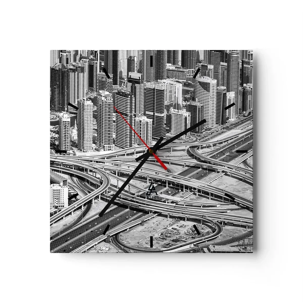 Horloge murale - Pendule murale - Une vue plongeante sur Dubaï - 30x30cm - Dubaï - la ville impossible - Décoration murale moderne pour le salon et la chambre ARTTOR