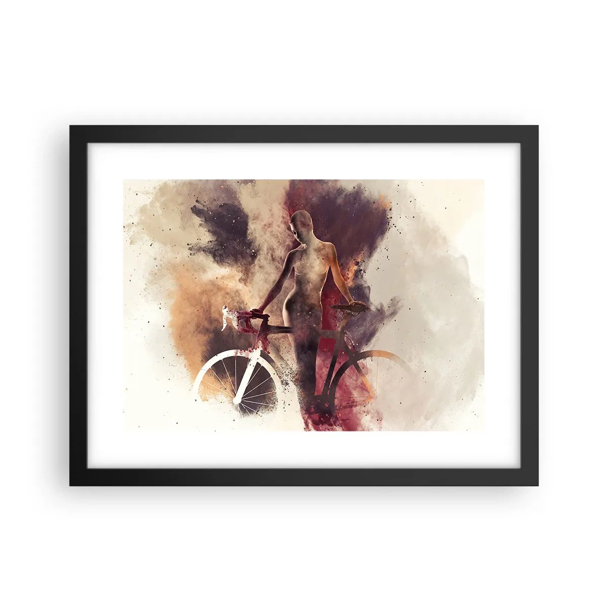 Affiche dans un cadre noir - Poster - Une âme de vélo aux formes marbrées - 40x30 cm