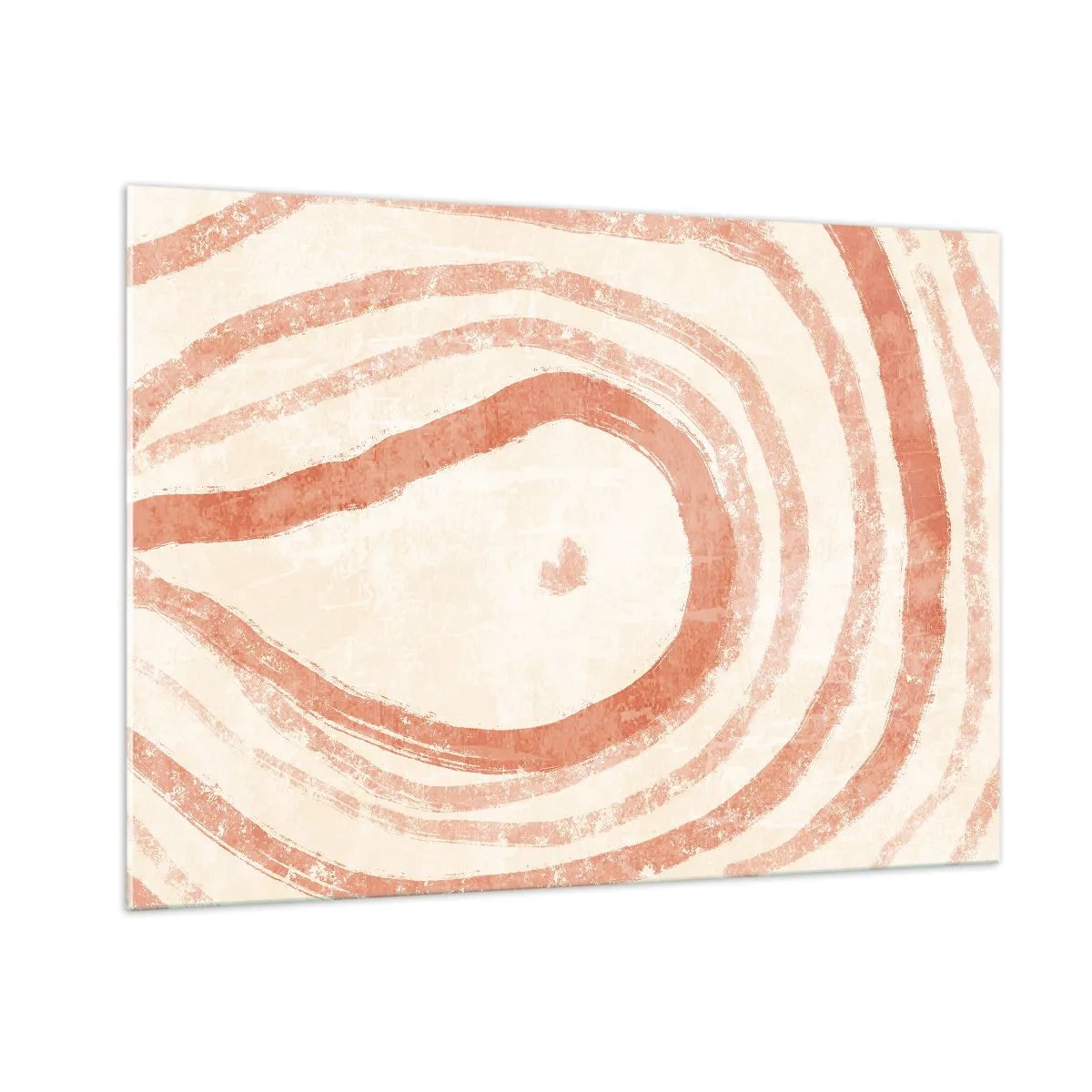 Impression sur verre - Image sur verre - Lignes de corail abstraites en forme de cercles concentriques - 100x70cm - Cercles de corail – composition - Décoration murale moderne pour le salon et la chambre ARTTOR