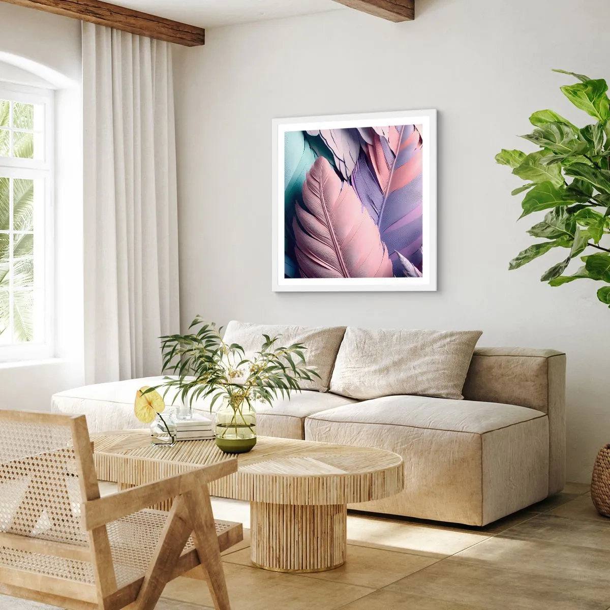 Affiche dans un cadre blanc - Poster - Oiseau chic - 30x30 cm