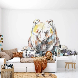 Papier peint sur mesure Autocollant Deluxe - Comment peut-on vivre ainsi ? - Animaux, Ours, Graphique