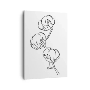 Impression sur toile - Image sur toile - Un contour délicat d'une branche de coton sur fond blanc - 50x70cm - Duvet de coton - Décoration murale moderne pour le salon et la chambre ARTTOR