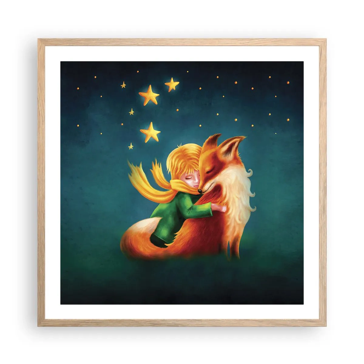 Affiche dans un chêne clair - Poster - Petit Prince - 60x60 cm