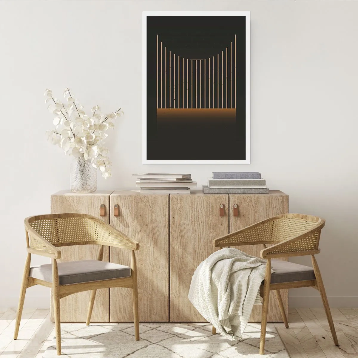 Affiche - Poster - Composition géométrique de lignes verticales dans l'obscurité - 50x70cm - Explorez les ténèbres - Décoration murale moderne pour le salon et la chambre ARTTOR