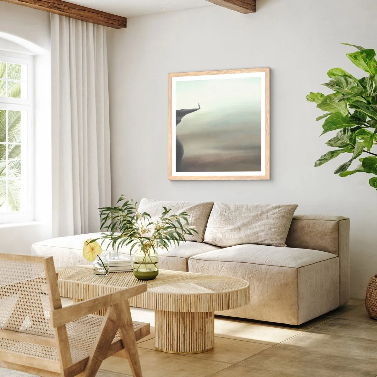 Affiche dans un chêne clair - Poster - Tout en haut, bien entendu! - 50x50 cm