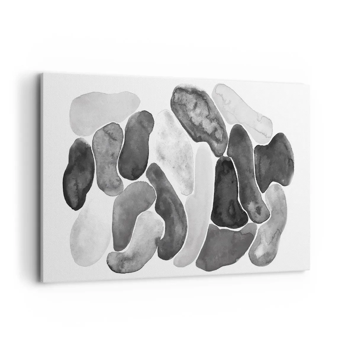 Impression sur toile - Image sur toile - Abstraction en noir et blanc avec des taches irrégulières sur fond blanc - 120x80cm - Abstraction rocheuse - Décoration murale moderne pour le salon et la chambre ARTTOR