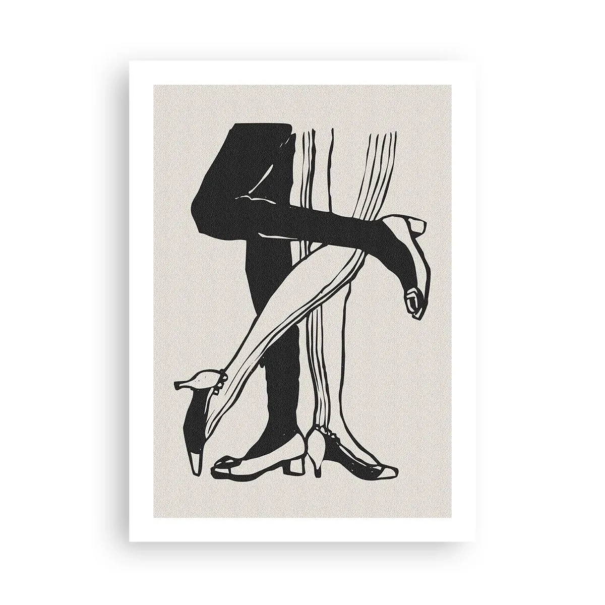 Affiche - Poster - Illustration en noir et blanc de jambes entrelacées dansant - 50x70cm - Attribut féminin - Décoration murale moderne pour le salon et la chambre ARTTOR