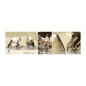 Échantillon de Papier Peint Autocollant Deluxe Sticker - Récolte réussie - Asie, Plantation de riz, Rizière - 100x30 cm