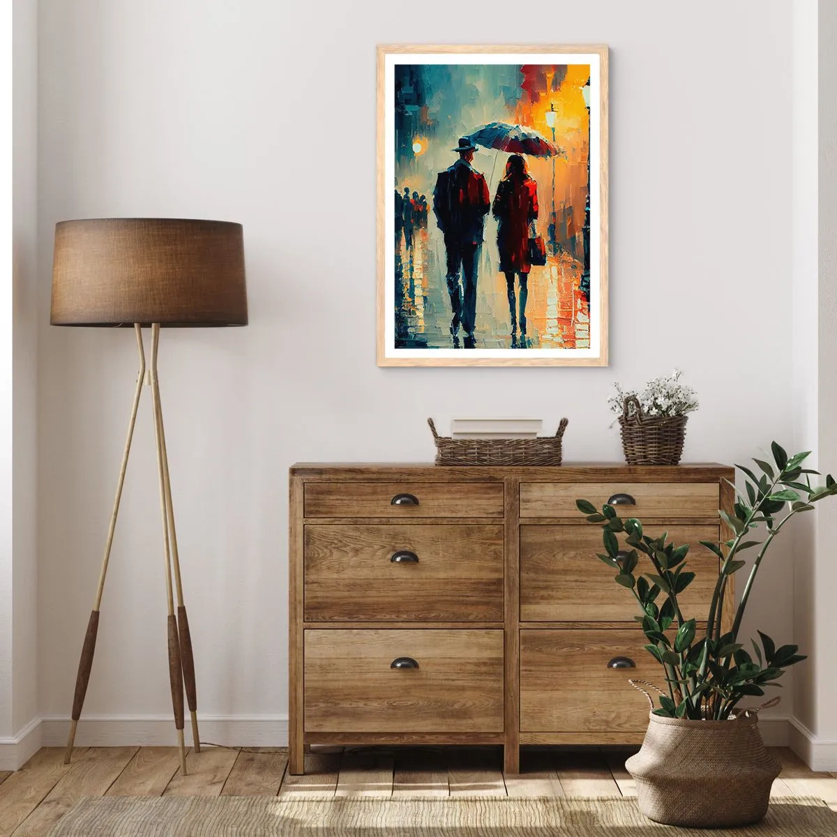 Affiche dans un chêne clair - Poster - Histoire d'amour urbaine - 70x100 cm