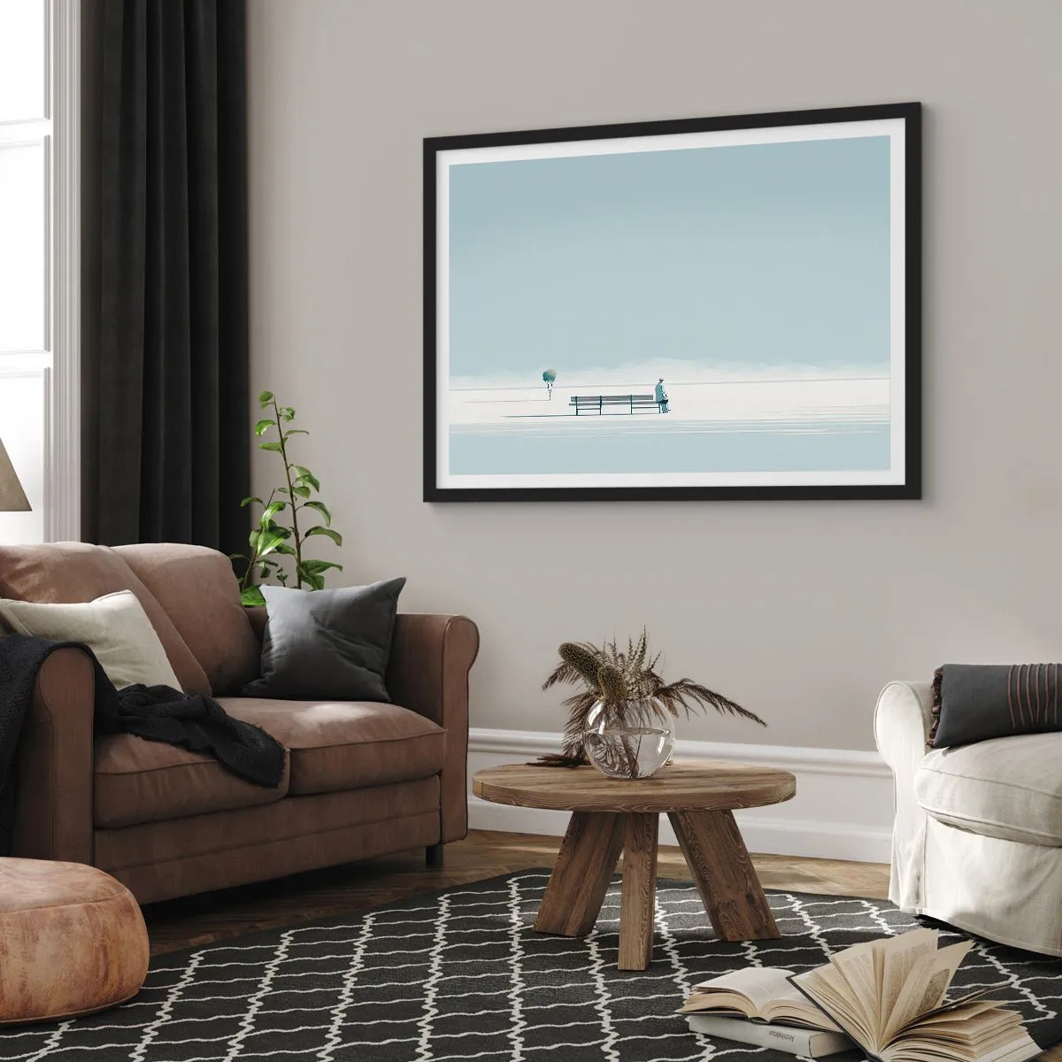 Affiche dans un cadre noir - Poster - Oui, j'attends. - 40x30 cm