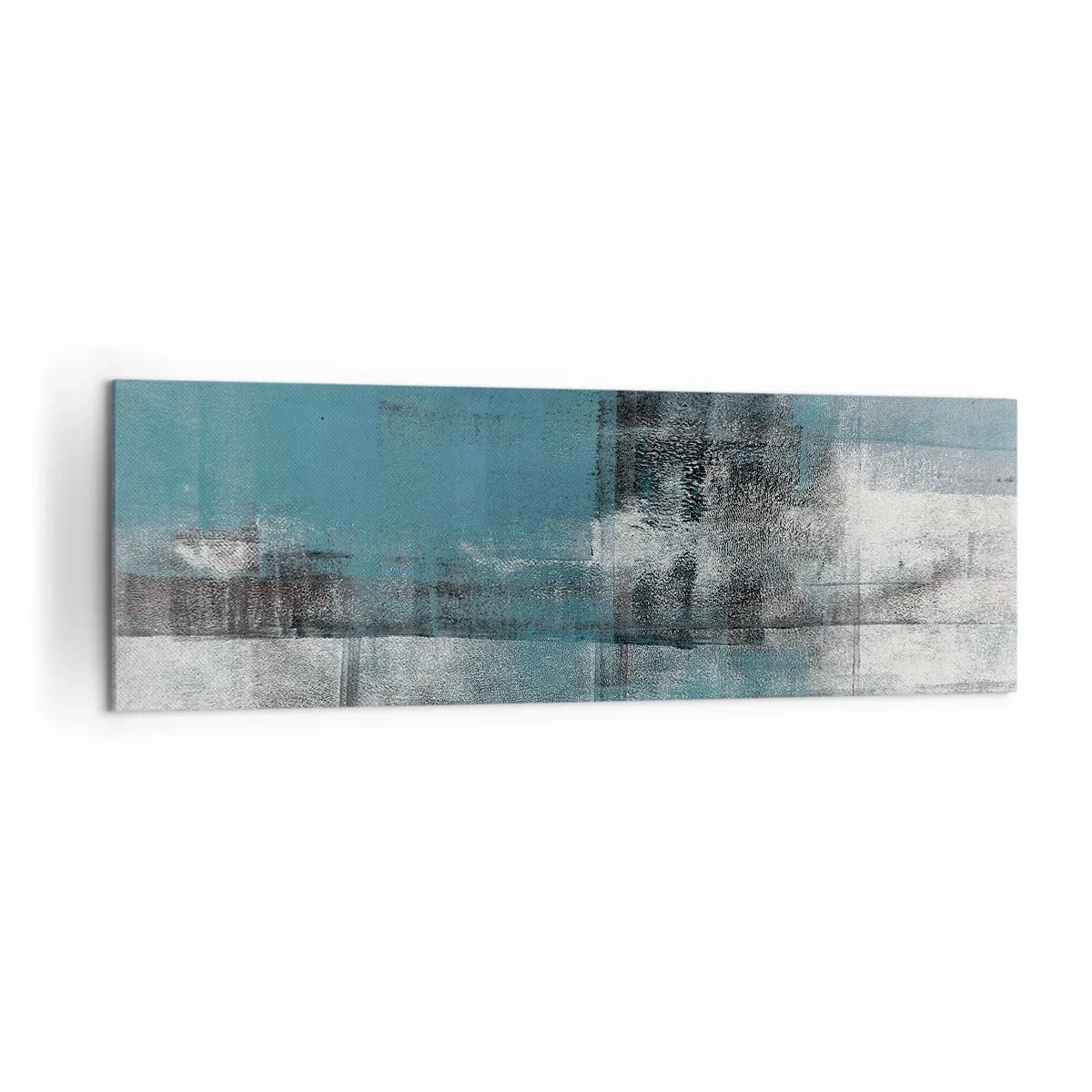 Impression sur toile - Image sur toile - Une composition abstraite dans des tons de bleu avec texture et couches. - 160x50cm - Eau et air - Décoration murale moderne pour le salon et la chambre ARTTOR
