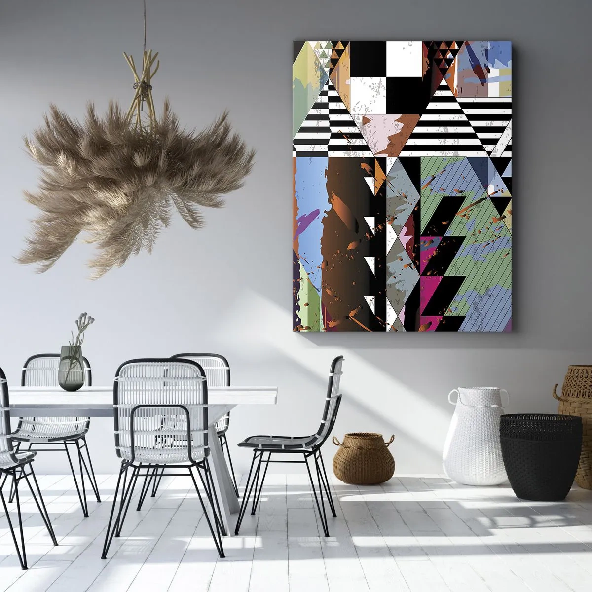Impression sur toile - Image sur toile - Composition géométrique abstraite aux couleurs vives - 50x70cm - Géométrique et organique - Décoration murale moderne pour le salon et la chambre ARTTOR