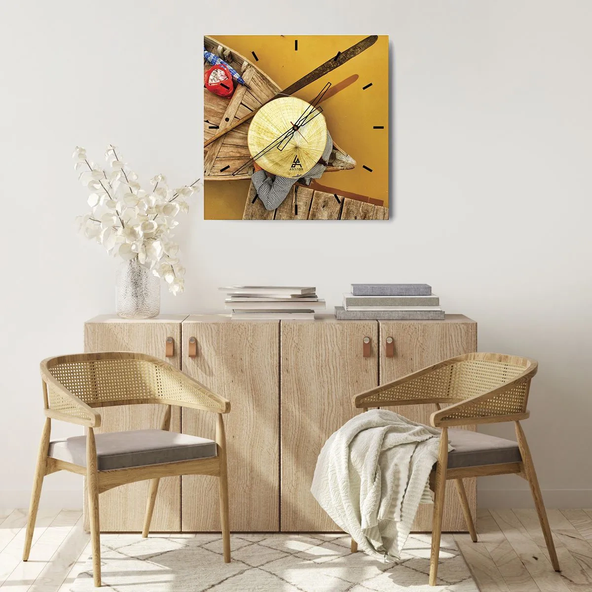 Horloge murale - Pendule murale - La vie sur le fleuve Jaune - 40x40 cm